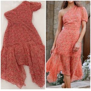 Cupshe One Shoulder Asymmetrical Floral Flowy Summer Midi Dress Size Small